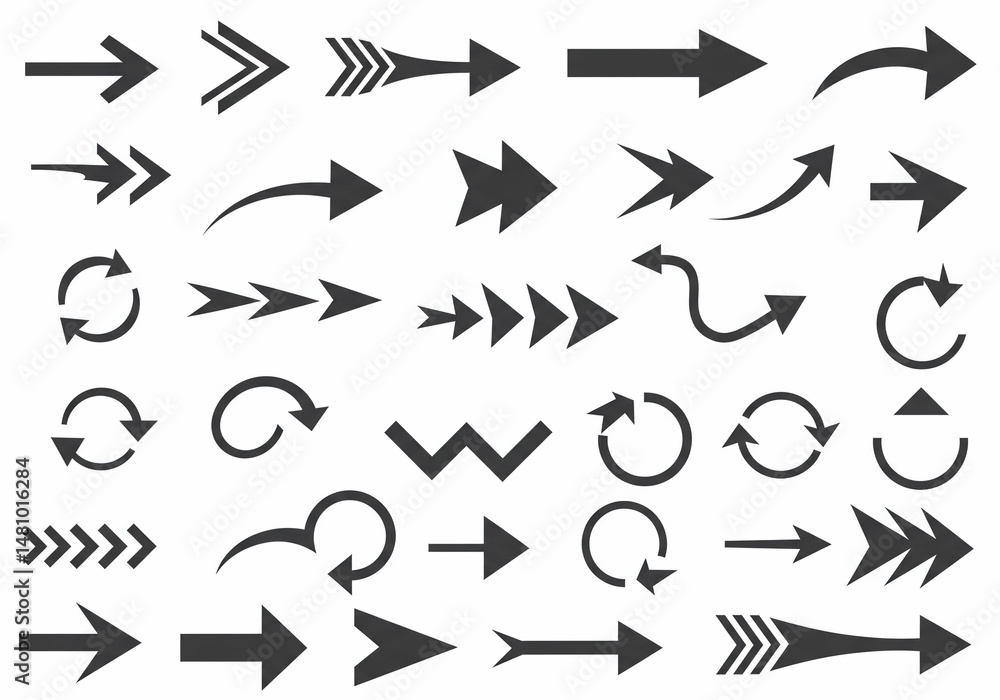 A collection of black arrow designs pointing in different directions.
A collection of black arrow designs pointing in different directions.