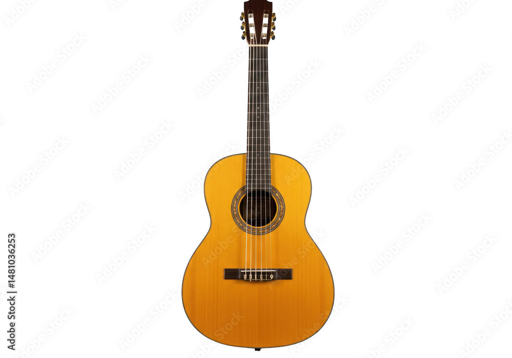 Obraz premium Classical acoustic guitar isolated on transparent background