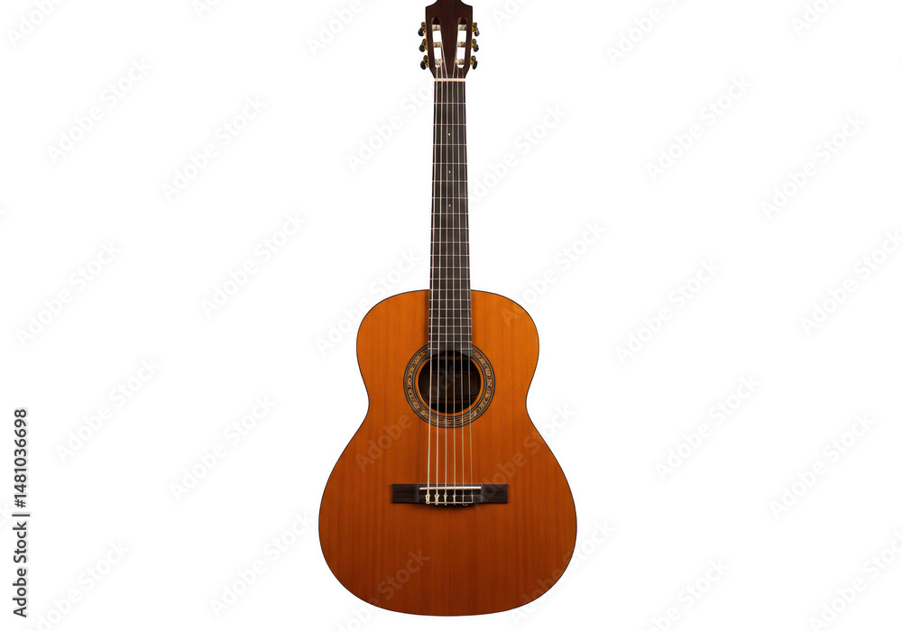 Obraz premium Classical guitar front view isolated on transparent background