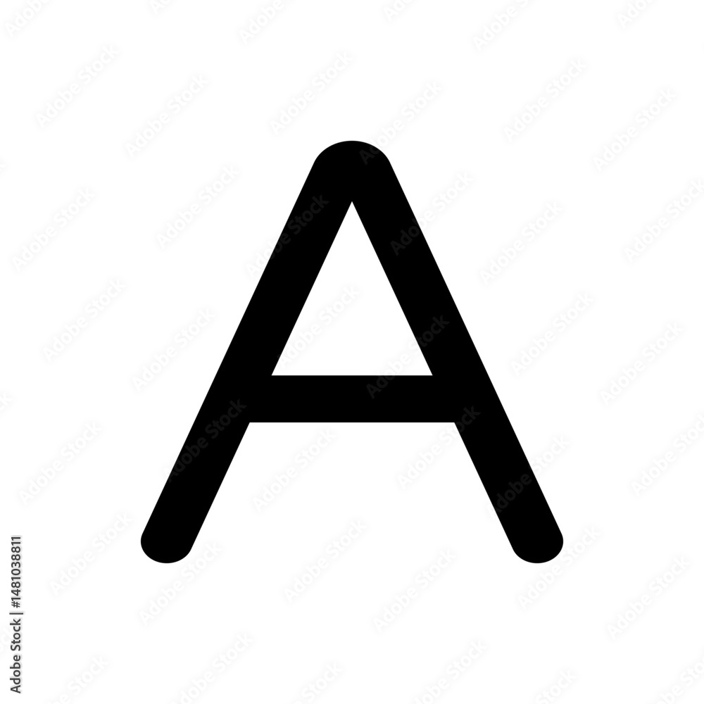 Illustration of a bold black letter a with rounded edges centered on a white background in a simple design