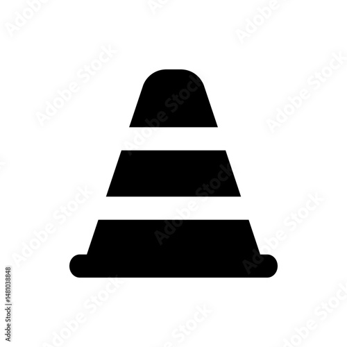Illustration of a black traffic cone with horizontal stripes on a white background in a simple style