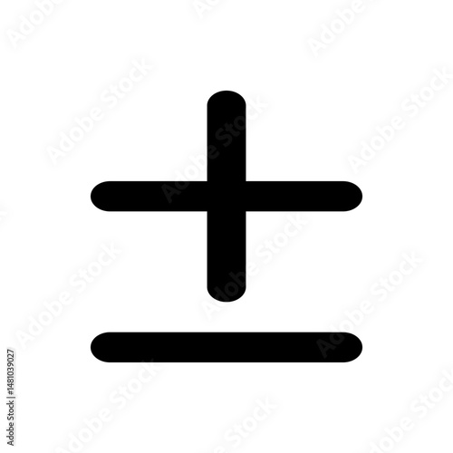 Illustration of a plus minus symbol with rounded edges in black color isolated on a white background view