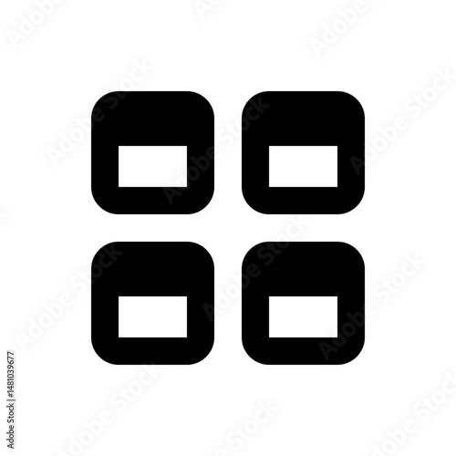 Four rounded squares arranged in a grid pattern with white rectangular cutouts inside each square shape