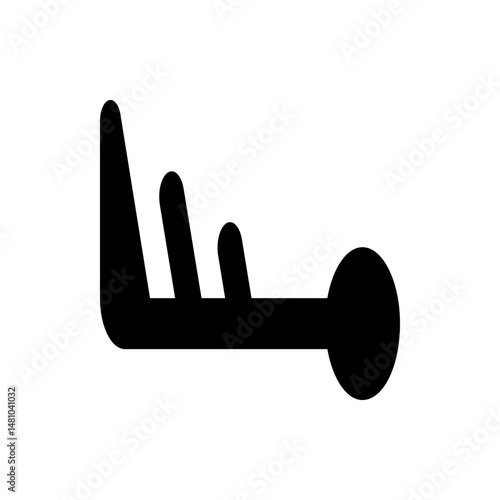 A black and white illustration of a weather symbol indicating moderate or heavy rain with a low cloud cover