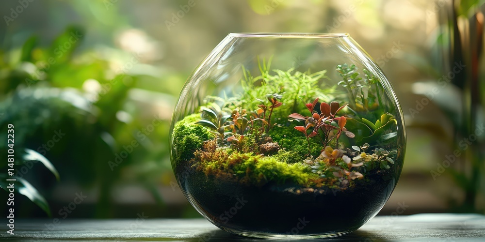 A small glass vase with plants inside A small glass vase with plants inside