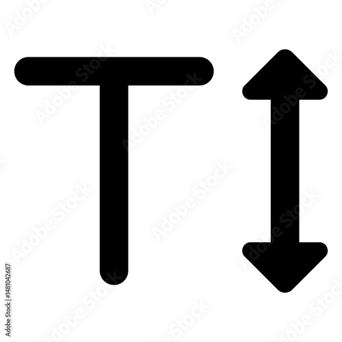 Black text alignment icon with a horizontal line and a vertical arrow pointing up and down symbol