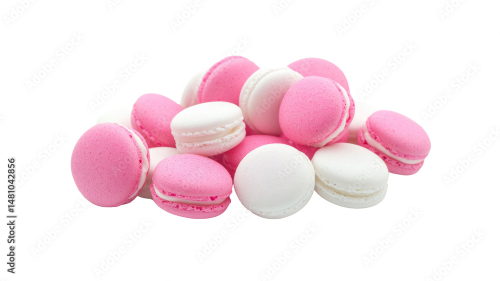 Delicious Pink and White Macarons Isolated on Transparent Background Delicious Pink and White Macarons Isolated on Transparent Background