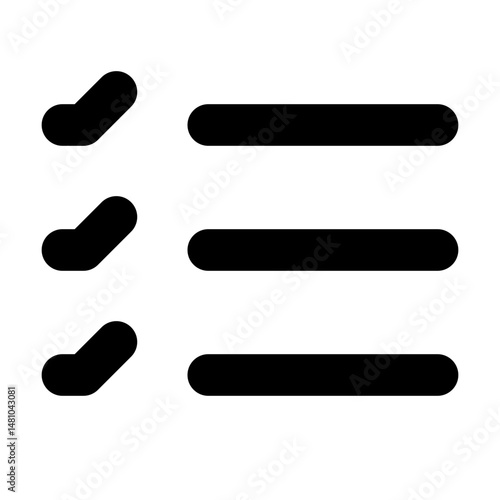 Checklist icon showing three items with check marks and horizontal lines representing the tasks list