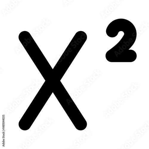 Illustration of the mathematical expression x squared featuring a bold x and a superscript two symbol
