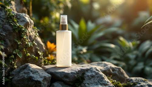 Serene Botanical Spray Bottle in Lush Garden