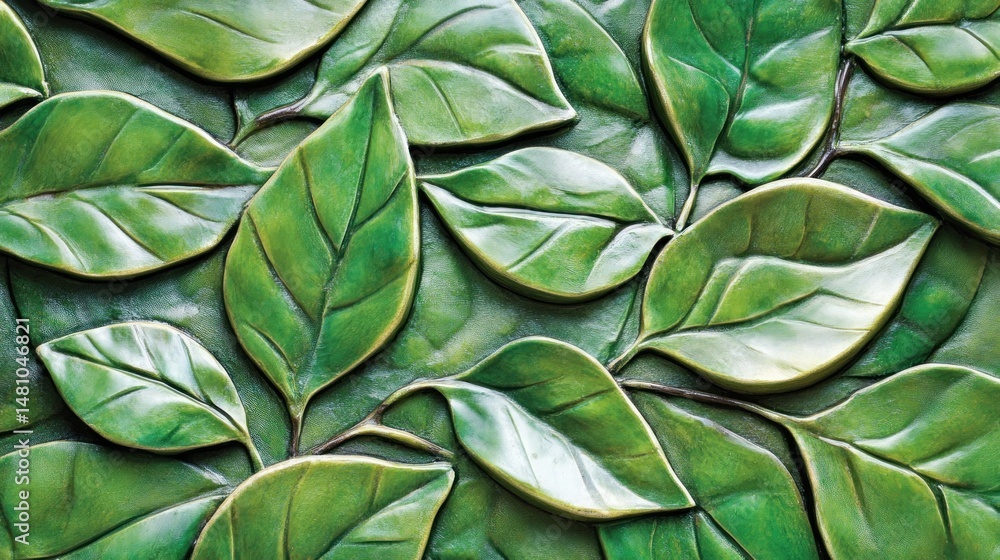 Embossed green leaf texture nature pattern background Embossed green leaf texture nature pattern background