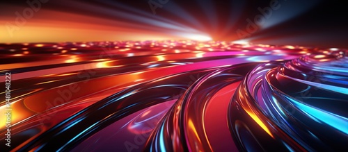 Abstract Colorful Waves in Dynamic Flow with Light Reflections