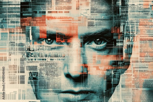 Ai concerns highlighted in newspaper headline collage on technology and society