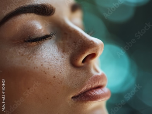 Peaceful profile of face wi...