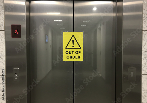 An elevator door displaying an 