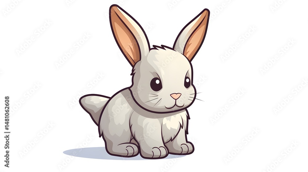 Obraz premium Adorable Rabbit Bit Vector Illustration - Cartoon Vector Illustration