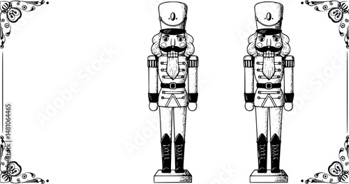Christmas nutcracker - soldier figurine icons set
