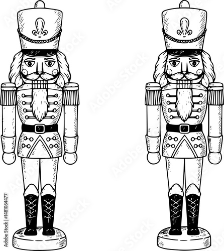 Christmas nutcracker - soldier figurine icons set
