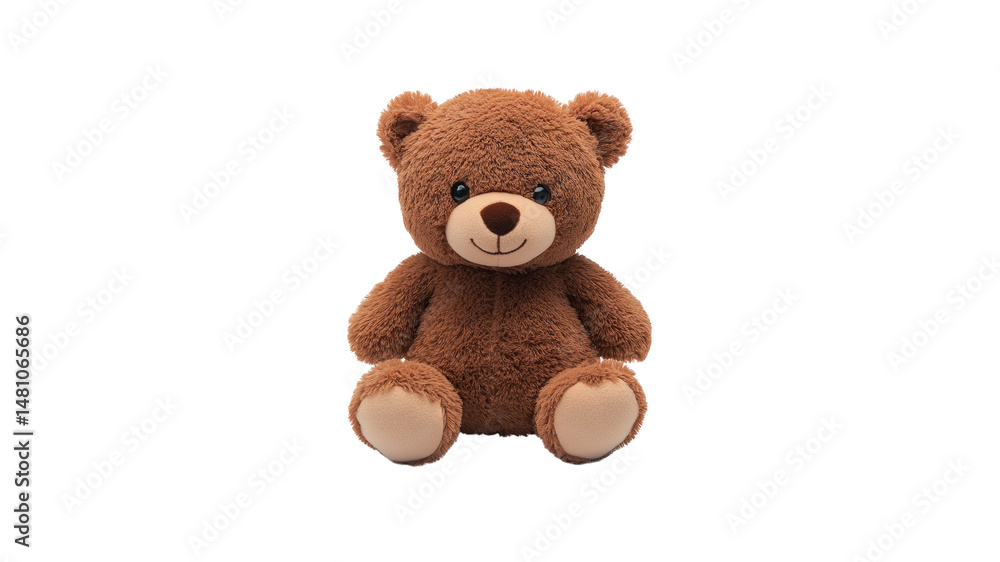Obraz premium Adorable Brown Teddy Bear Plush Toy Sitting Isolated on Transparent Background