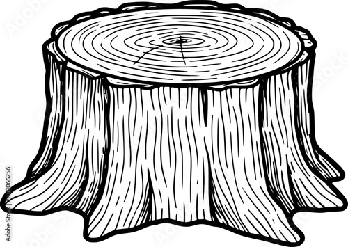 tree stump line art silhouette vector illustration

