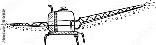 Smart agriculture farming vector illustration with water irrigation
