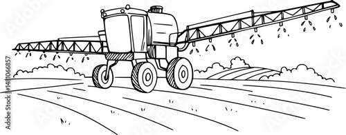 Smart agriculture farming vector illustration with water irrigation
