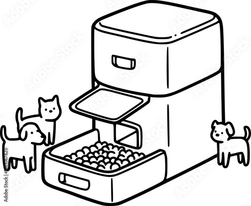 automatic pet feeder icon sign vector
