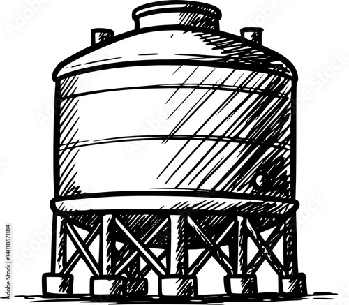 Water tank icon Flat set in black and white color
