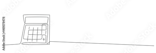 Electronic calculator outline drawing vector illustration. one continuous line drawing of calculator.