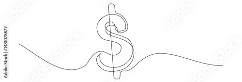 US dollar symbol in the middle line art vector business illustration with transparent background editable stroke.