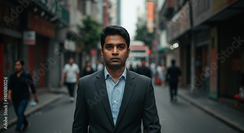 Wallpaper Mural Professional business person standing confidently on a city street Torontodigital.ca