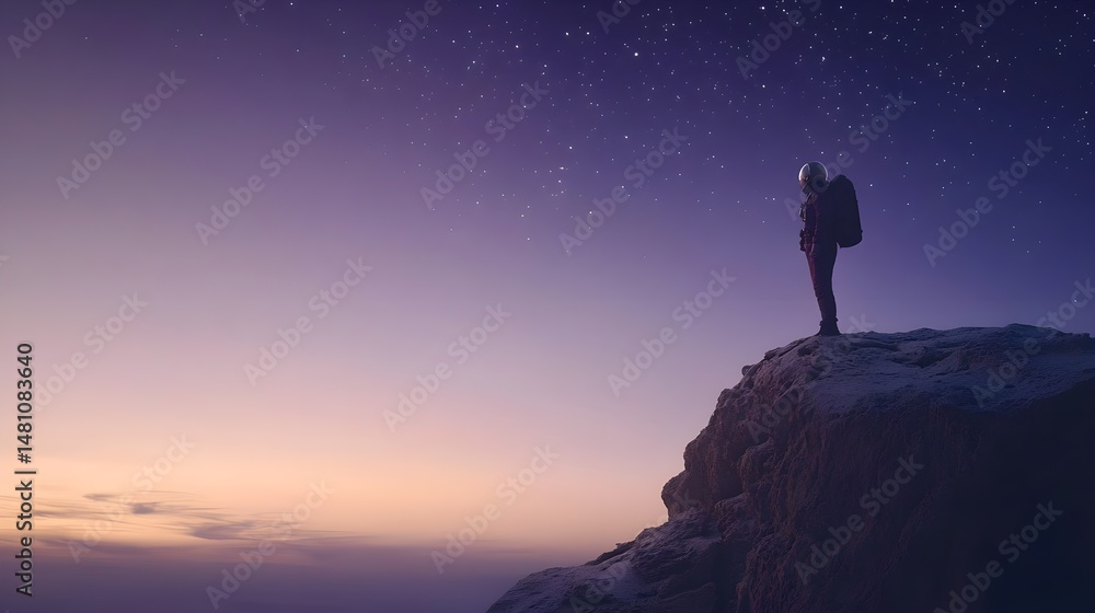Obraz premium Cosmic Exploration in a Colorful Outer Landscape at Dusk