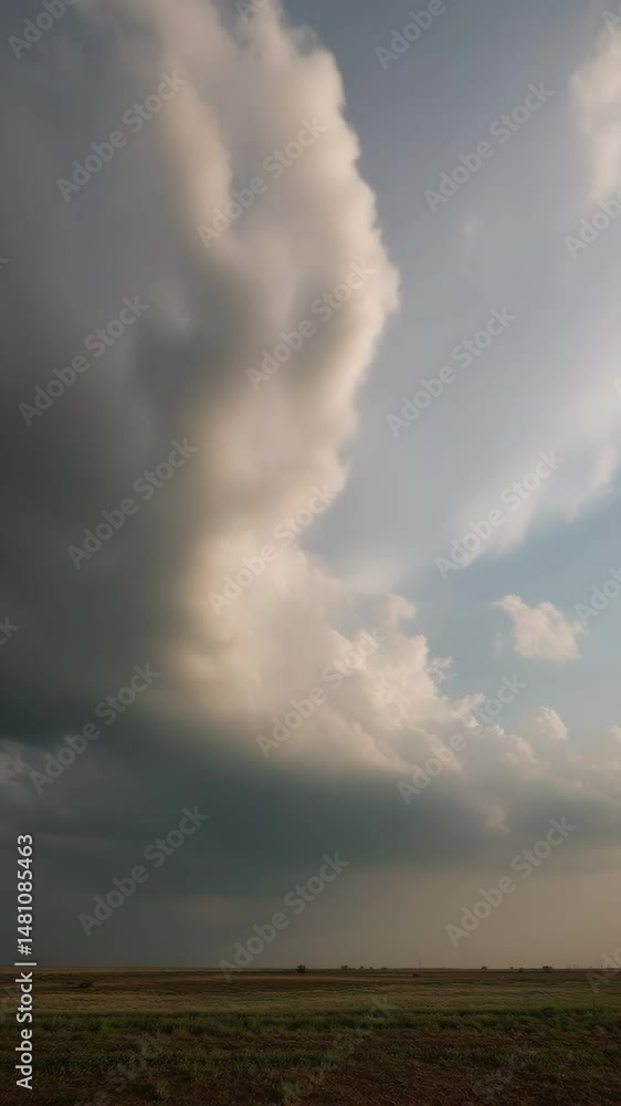 Dramatic cloudscape with dark rain clouds and a distant horizon over open fields in the rural countryside Dramatic cloudscape with dark rain clouds and a distant horizon over open fields in the rural countryside