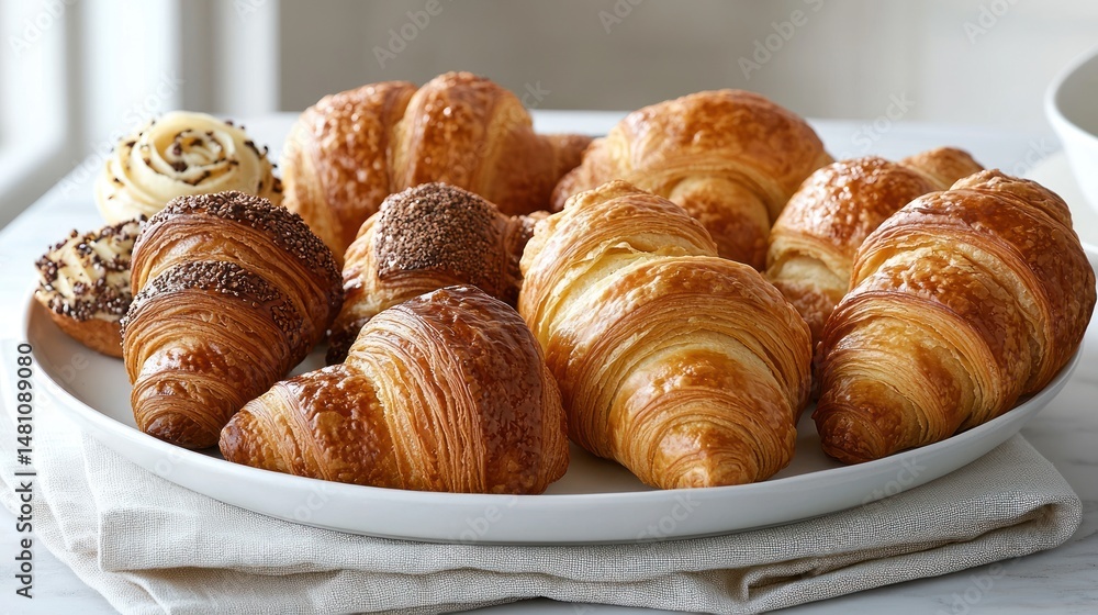 Fototapeta premium Assorted croissants on a plate