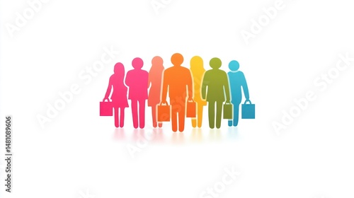 Wallpaper Mural Colorful Silhouettes of People Holding Briefcases Teamwork Diversity and Professionalism in Torontodigital.ca