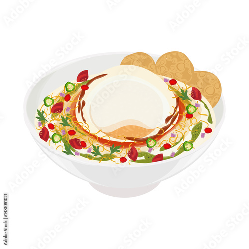 Vector Illustration logo Clipart Dahi Wada Dahi Vada Dahi Bhalla Chaat Indian Food
