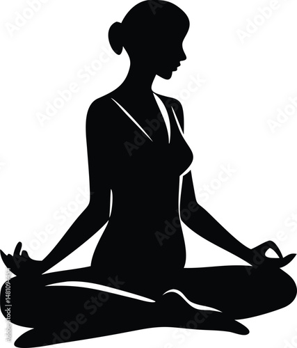 The silhouette of a meditating woman in lotus pose embodies yoga, peace, and spiritual relaxation