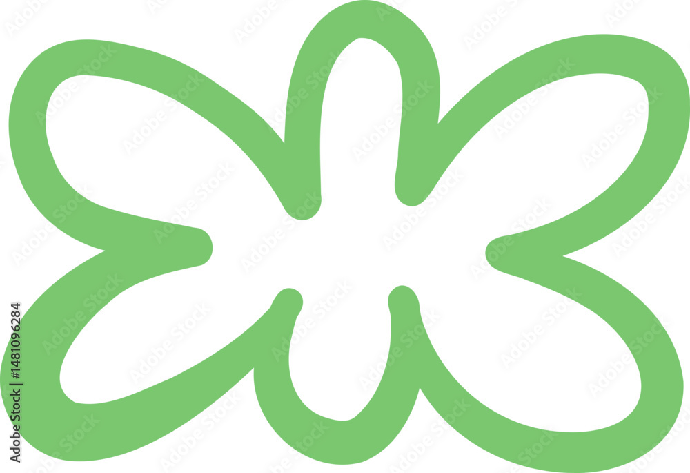 Fototapeta premium Simple green butterfly silhouette, abstract concept of transformation and freedom.