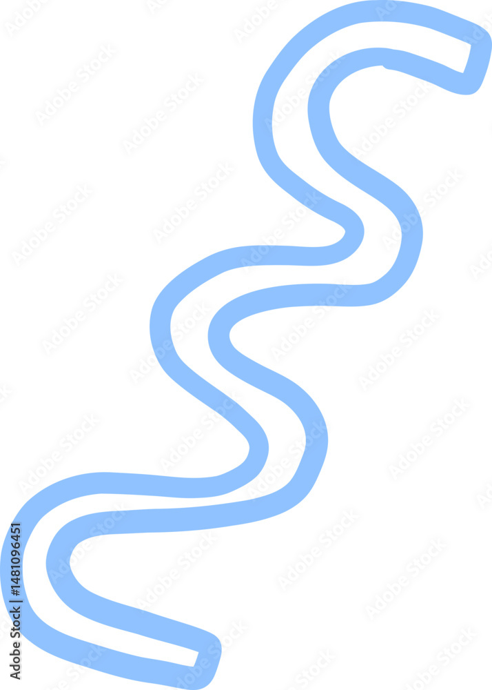 Naklejka premium Winding Road Path, Simple Blue Line Concept of Journey and Direction.