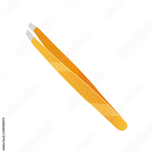 Golden eyebrow tweezer tool for brow styling isolated on white background.
