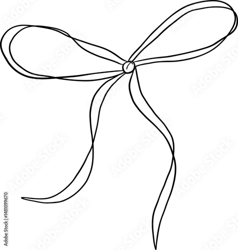 Asymmetrical bow with twisted loop and thin tail