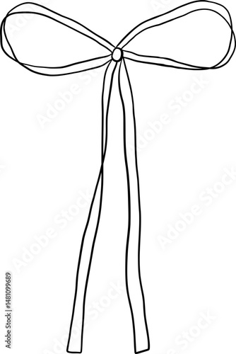 Long tailed ribbon bow with rounded loops