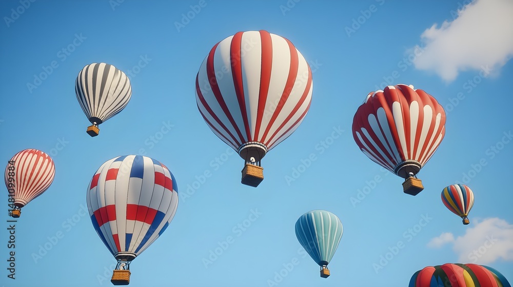 Obraz premium Hot Air Balloons Soaring in a Clear Blue Sky on a Beautiful Day