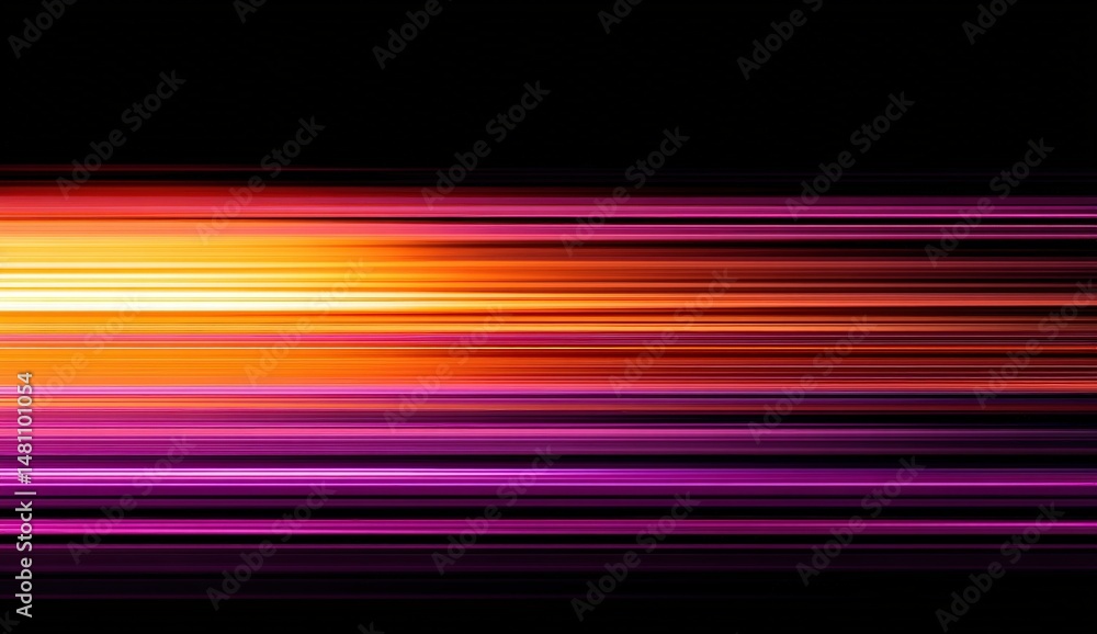 Abstract vibrant horizontal light streaks on black background. Abstract vibrant horizontal light streaks on black background.
