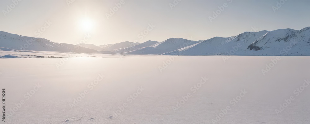 Obraz premium Stark white expanse of snow, glistening under a pale sun, peaceful, flat