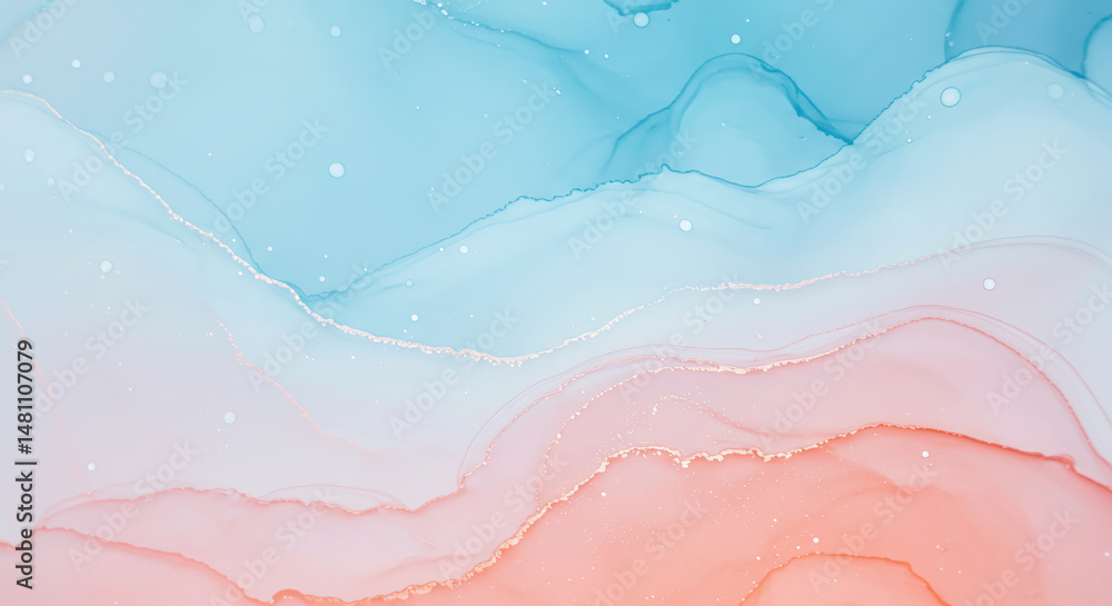 Fototapeta premium Tranquil Dreamy Watercolor Gradient Waves