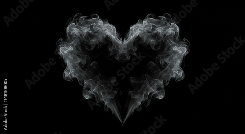 Heart Shaped Smoke on Black Background – Abstract Symbol of Love and Mystery