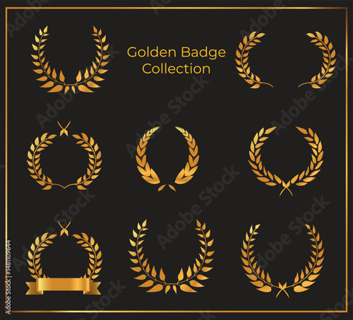 Golden Badge Collection with Laurel Wreaths