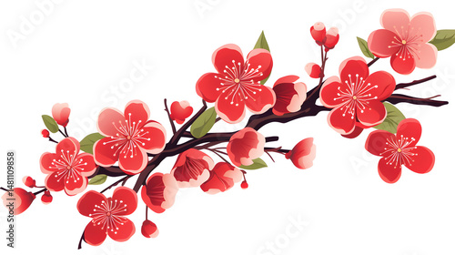 Elegant Vector Illustration of Plum Blossoms from Japan for Design Projects
