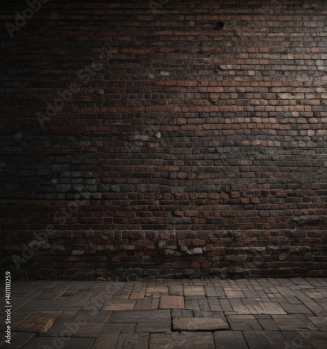 Dark, uneven brick wall, deep shadows, heavy grunge aesthetic , shadow, rustic, background